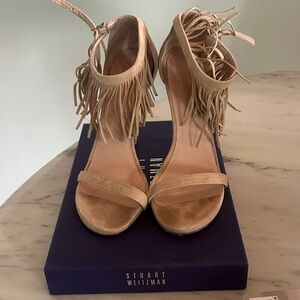 Stuart Weitzman Beige Fringe Heels